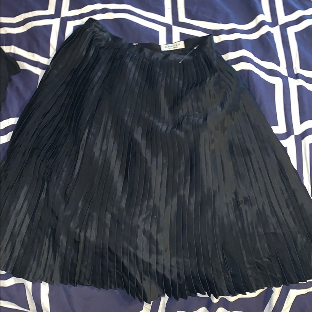 Brand new long black pleated lands end skirt!!